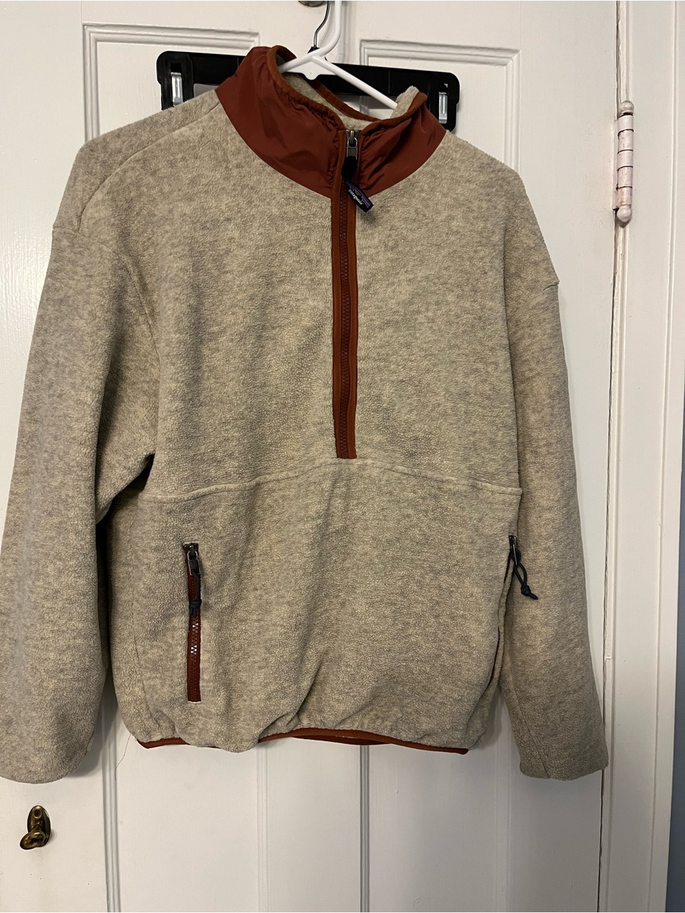 Patagonia Women’s Marsupial Synchilla -Zip Fleece Pullover Sweater oatmeal m